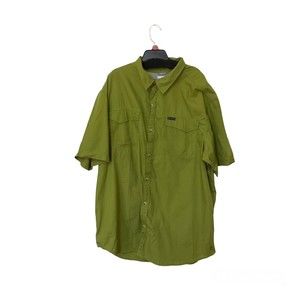Columbia Shirt Mens XXL 2TG Vented Fishing Avocado Green Short Sleeve Vented